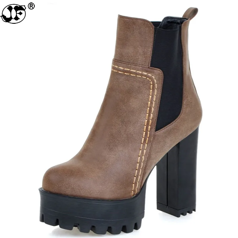 

new arrive 2019 winter warm restoring ankle boots high quality pu nubuck leather thick high heels round toe women boots 869