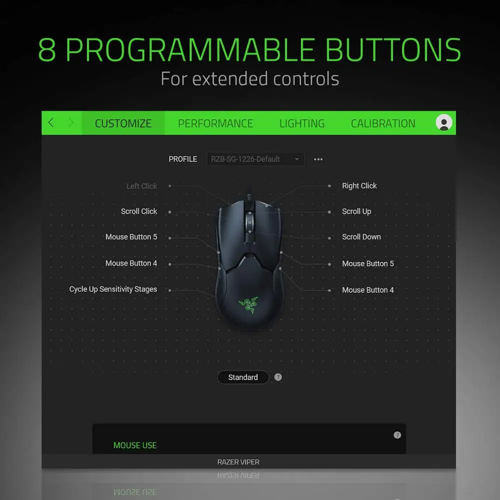 Dpi para pc Razer Viper Wired Gaming Mouse 16000 Dpi Rgb Computador Ratos Paw3390 Sensor Óptico 60g Leve Cabo Velocidadeflex - Imagem 2