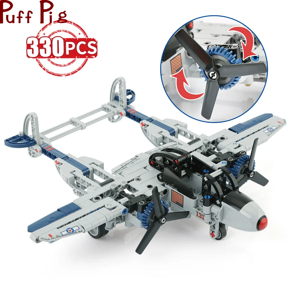 

330PCS Aircraft Lightning Fighter Engineering Building Blocks Legoingly Kids Combat Plane Bricks Educational Toys for Children