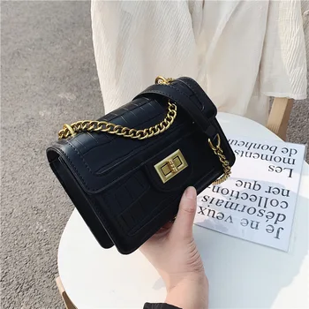 

Bag For Women 2020 New Joker Shoulder Chain Retro Square Bag Fashion Stone Buckle Messenger Bag