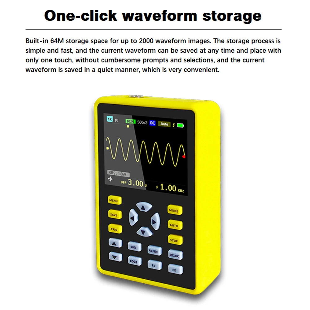 2,4 дюймовый экран цифровой осциллограф 100 МГц аналоговая полоса пропускания Поддержка хранения сигналов 500 мс/с частота дискретизации