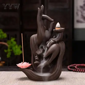 

Buddha Hand Incense Burner Censer Ceramic Quemador De Incienso Incense Burners Holder Smoke Backflow Burner Wierook Waterval