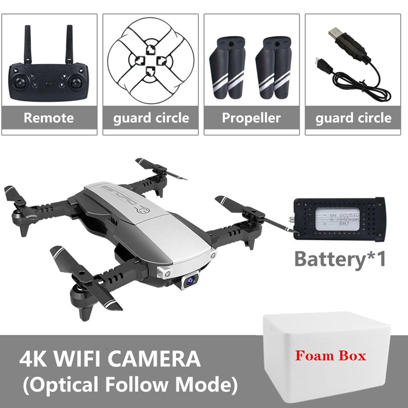 Радиоуправляемый Дрон H3 с Wi-Fi FPV 4K HD камера оптический поток Hover складной пульт дистанционного управления Квадрокоптер с камерой 1080P Dron - Цвет: 4K Foam Box B1
