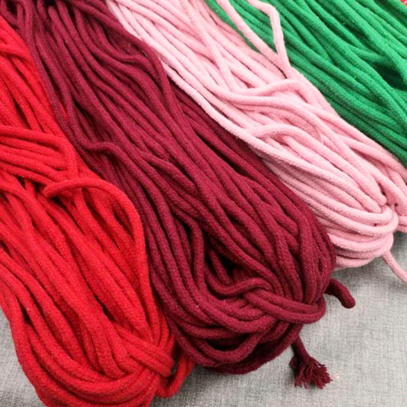 6mm Cotton Round Solid Rope Hoodie Clothing Storage Core-spun Cords For Bag Sportswear DIY Craft Handwork Home Decor Sewing