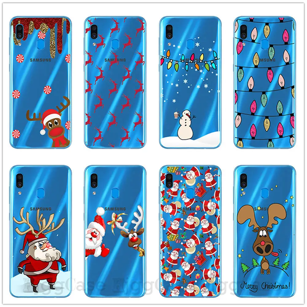 Новогодний Рождественский чехол для samsung Galaxy A10 A20 A30 A40 A50 A6 A70 A80 M10 M20 M30 мягкий Санта