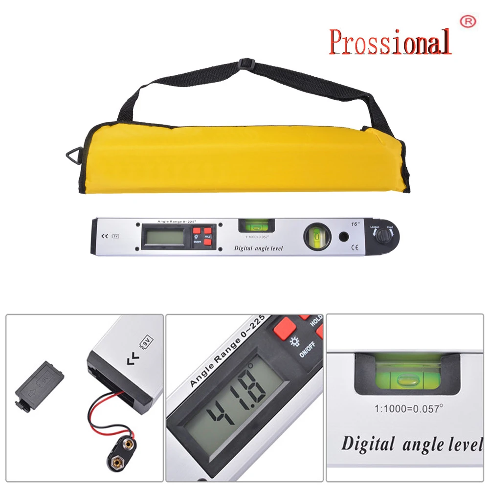  0~225degree LCD Digital Angle Finder Level Protractor Inclinometer Angle Meter Spirit Level Finder 