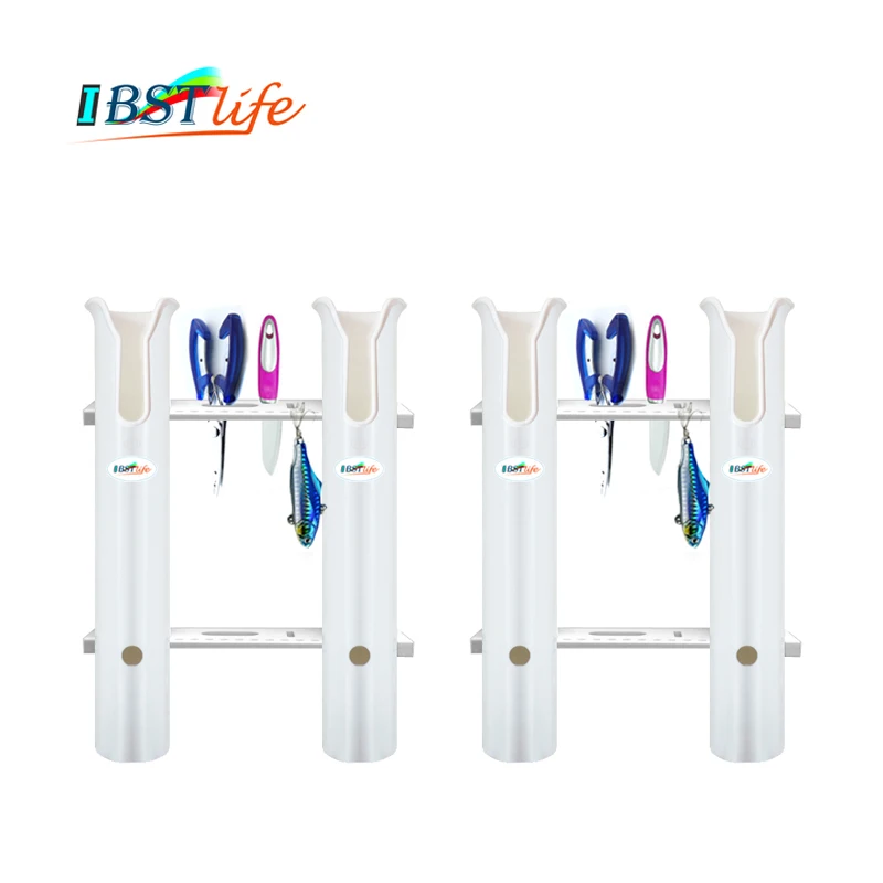 

2PCS 2 Tubes Link White plastic fishing rod fishing rod racks holders socket for boat marine fishing box kayak boat yacht