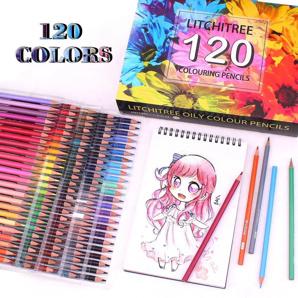 

120 Colouring Pencils Pre-Sharpened Oil Based Assorted Colours Art Pencils set