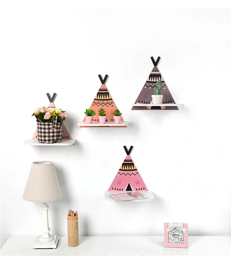 Деревянная треугольная настенная полка X подвесной стеллаж для хранения для детей, декор для спальни, украшение для детской комнаты, европейский стиль, домашний декор