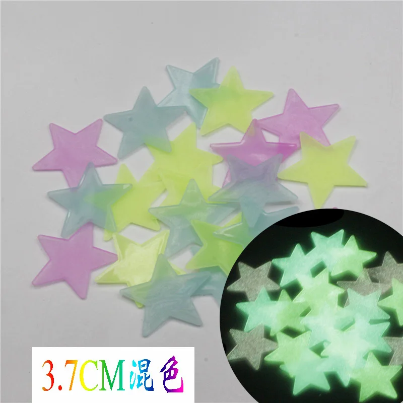 3.7cm-multicolor Спальня детская комната Декорация 100 светящиеся серийные большие и маленькие наклейки starswall спальня гостиная дома DIY настенные наклейки - Цвет: 3.7cm-multicolor