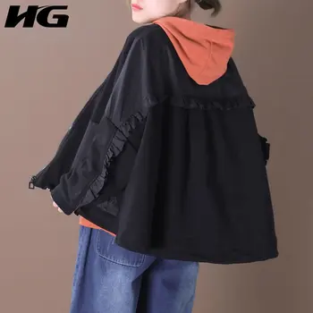 

HG Korean Style Loose Plus Size Coats and Jackets Women Literary Leisure Women Tops Fashion Simple Spring Clothes XJ3997