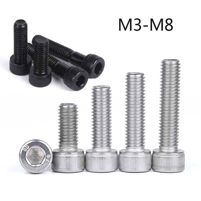 

10pcs M3 M4 M5 M6 M8 304 A2 Stainless Steel Black grade 12.9 steel DIN912 Hexagon Hex Socket Head Cap Allen Bolt Screw L=4-150mm