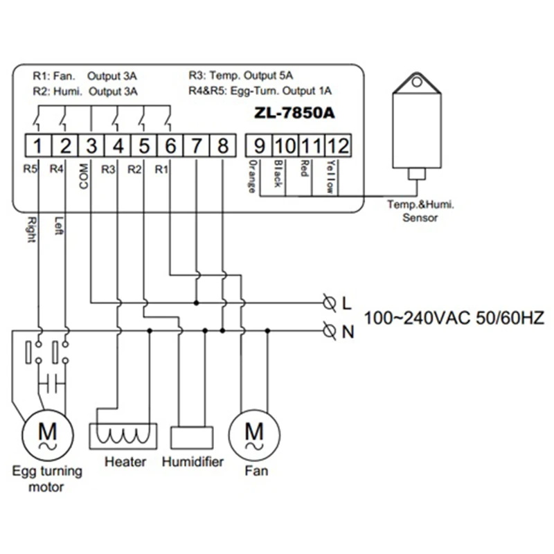 Zl-7850A, 100-240Vac, двойной дисплей, многофункциональный автоматический контроллер инкубатора, инкубатор температуры и влажности