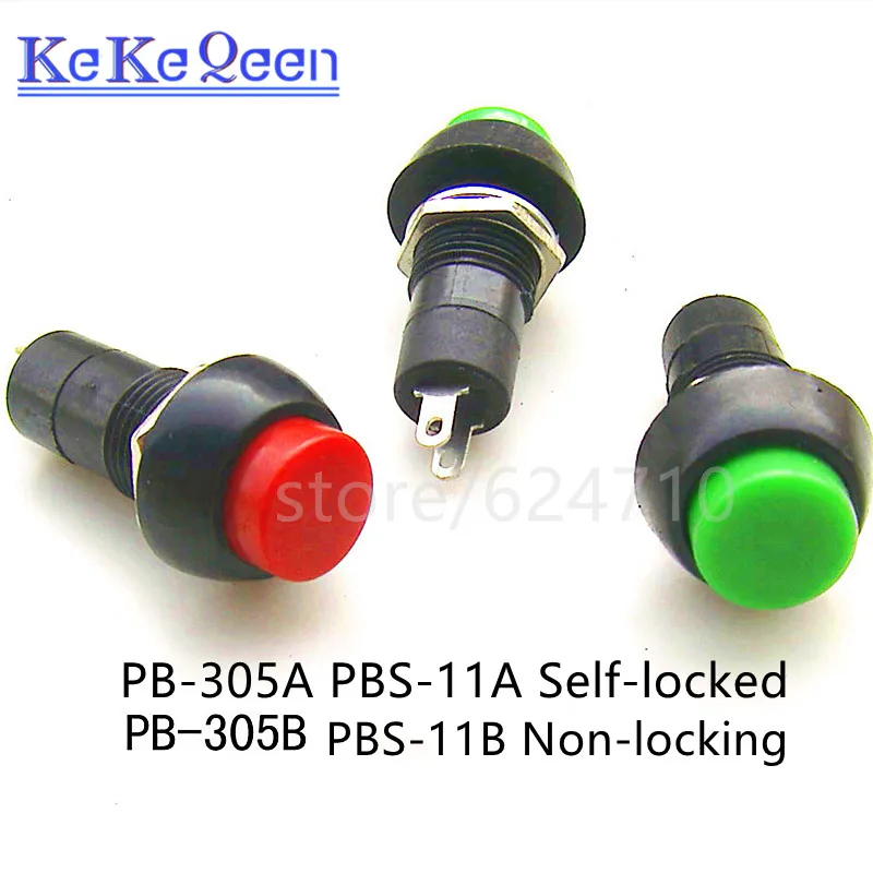 Auto Bloqueado Pb-305b Pbs-11b Redefinir Não-bloqueio Micro Interruptor Tact Switches 250v 3a Interruptor de Botão Redondo 100 Peças 12 mm Pb305a Pbs11a