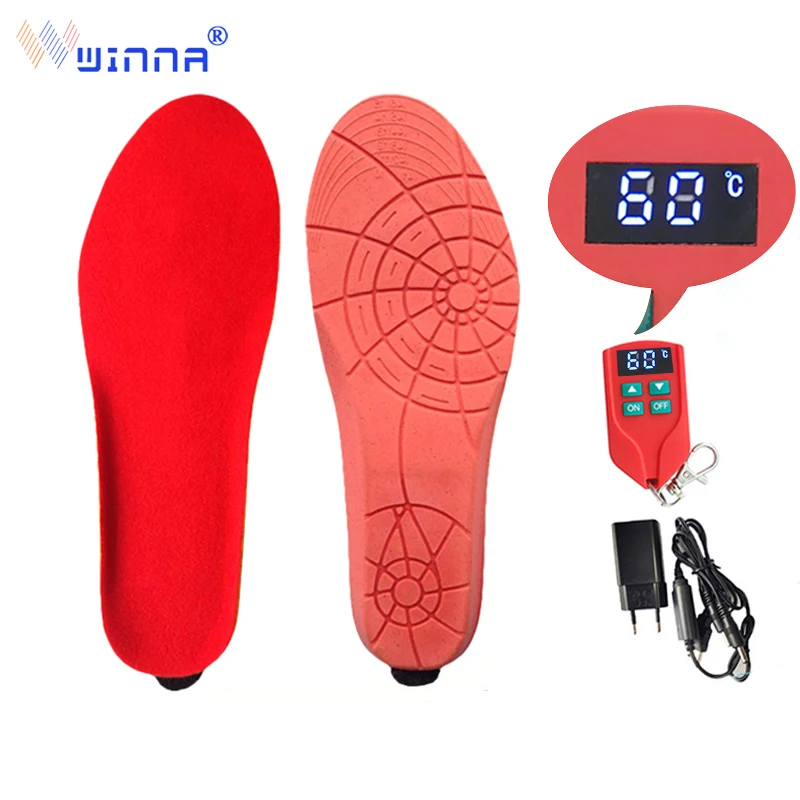 2000mAh Winter Electric Heated Insoles with Remote Control Men Women Shoes Boots Heating Insoles Material EVA EUR 35-46 Size