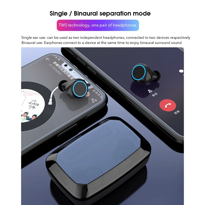 Настоящие беспроводные наушники сенсорные Bluetooth 5,0 наушники HiFi наушники с тяжелыми басами IPX7 водонепроницаемые 3300 мАч зарядная коробка с микрофоном