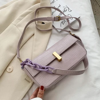 

Stone Pattern PU Leather Shoulder Bags For Women 2020 Chain Design Crossbody Handbags Lady Travel Fashion Messenger Hand Bag