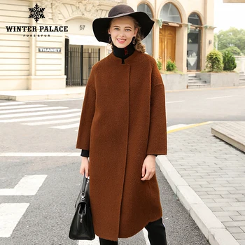 

WINTER PALACE spring and autumn fashion women cashmere coat real cashmere overcoat Turn - Down collar slim Style wool coat