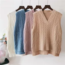 Женский вязаный свитер с v-образным вырезом жилет осень-зима наряд твист толстое Свободное пальто большой размер женский пуловер Топ