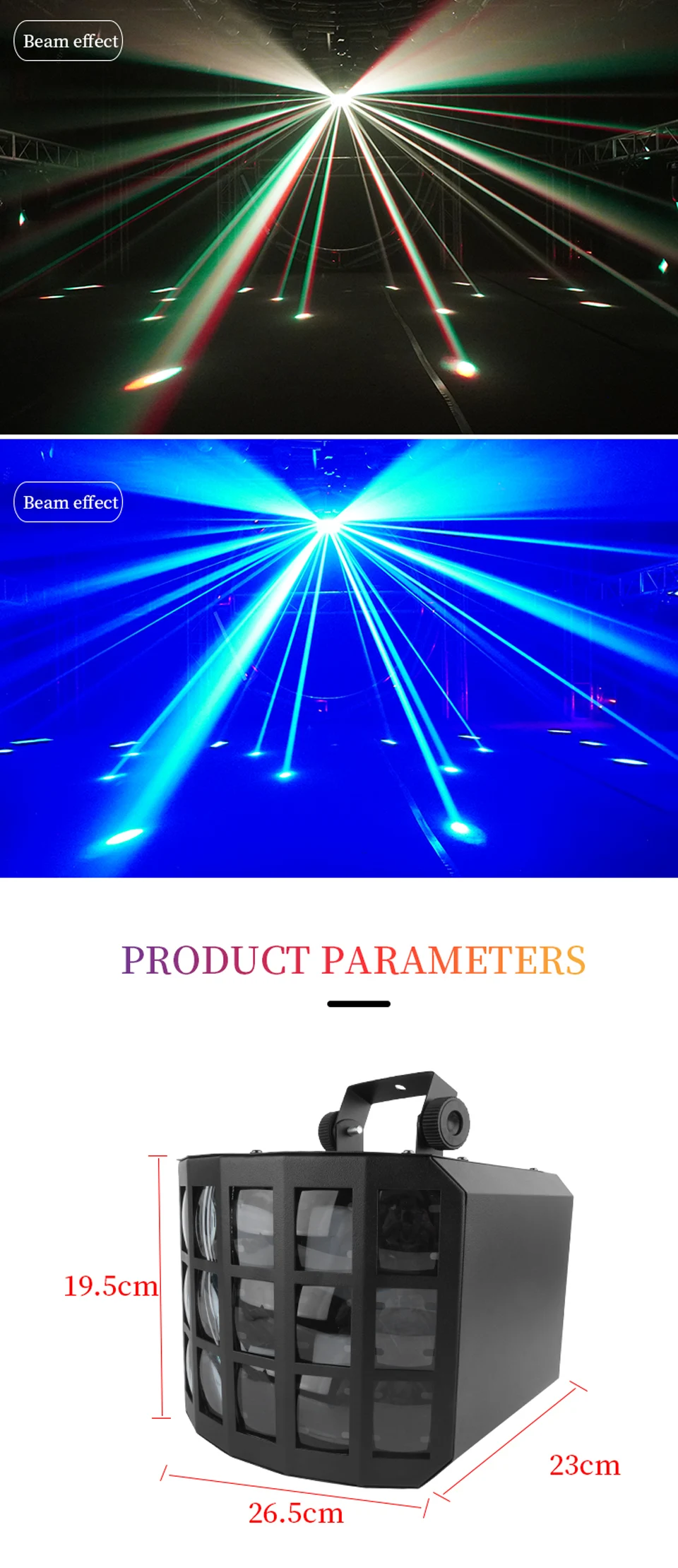 Three Layer LED Butterfly Light RGB Beam Laser Pattern Light Led DJ Stage Butter