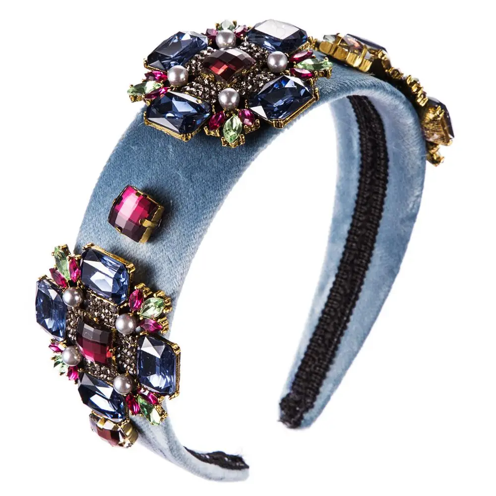 2 Разноцветные стразы, повязка для волос в стиле барокко для женщин, аксессуары для волос с бриллиантами, повязка на голову для девочек, корона, цветок, повязка на голову - Цвет: 2