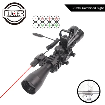 

LUGER 3-9X40 Hunting Optics Scope With 20mm Rail Holographic Reflex 4 Reticle Collimator Red Dot Laser Sight Air Gun Rifle Scope
