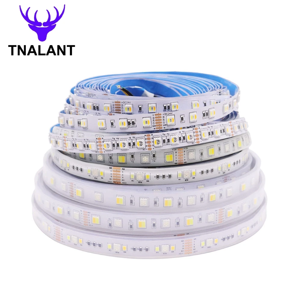 5050 2835 Led Strip Rgb Cct 5 Coiors In 1 Rgbw 4 Colori In 1 Rgbw Ww Cct Fiexibie Tape Iight Ip30 Ip65 Ip67 Impermeabile 12/24V