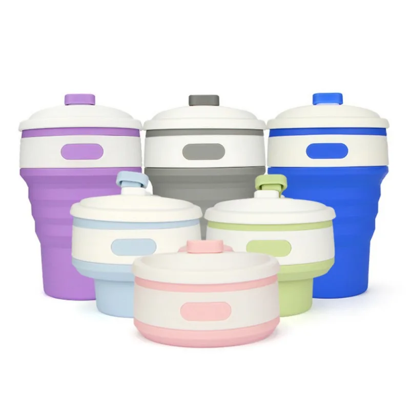 

1pc Collapsible Cup Silicone Travel Cup Foldable Coffee Cups With Lid For Office Travel Camping Hiking Portable Water Cup