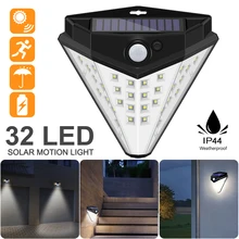 32LED Солнечный настенный светильник оптическое зондирование водонепроницаемый трехстороннее освещение наружное солнечное освещение изгороди садовый настенный фонарь