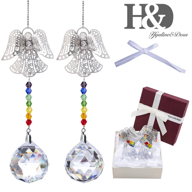 H&D Set 2 Lógó Csakra Kristálygömb Medál Suncatcher Angel Prism Rainbow Maker Karácsonyi Dekoráció Otthoni Ajándékdoboz - Image 4