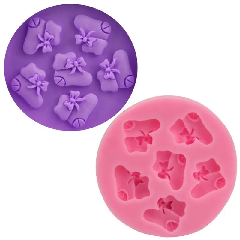 

2pcs Christmas Boots Silicone Fondant Mold Cake Chocolate Decorating Baking Q84D for kitchen accessories