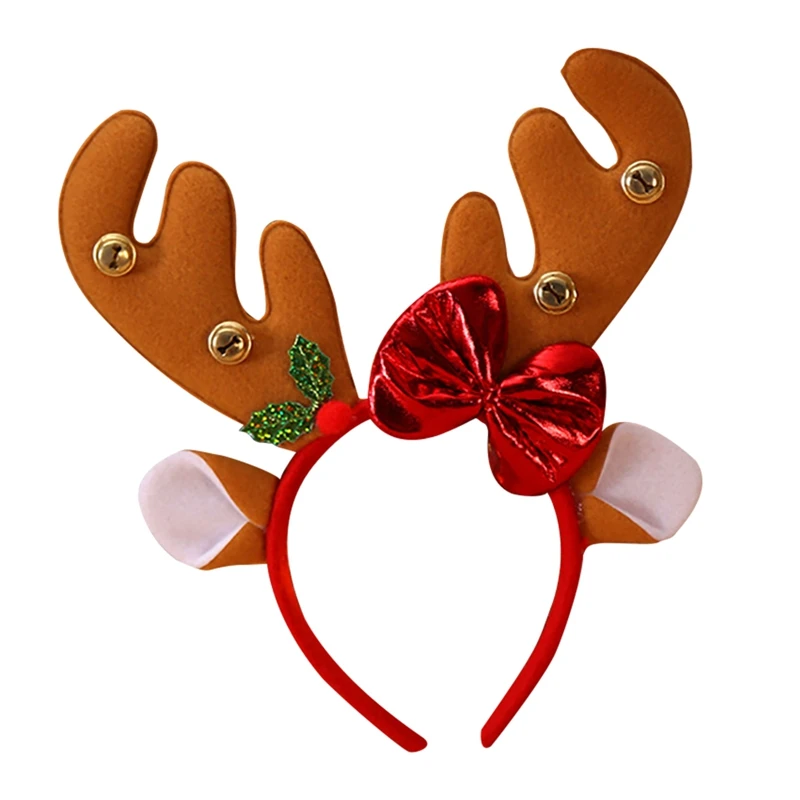 Christmas Reindeer Antler Headband With Red Rudolph Nose Xmas Party Costumes Headwear Accessories Gifts Christmas Decorations - Цвет: A