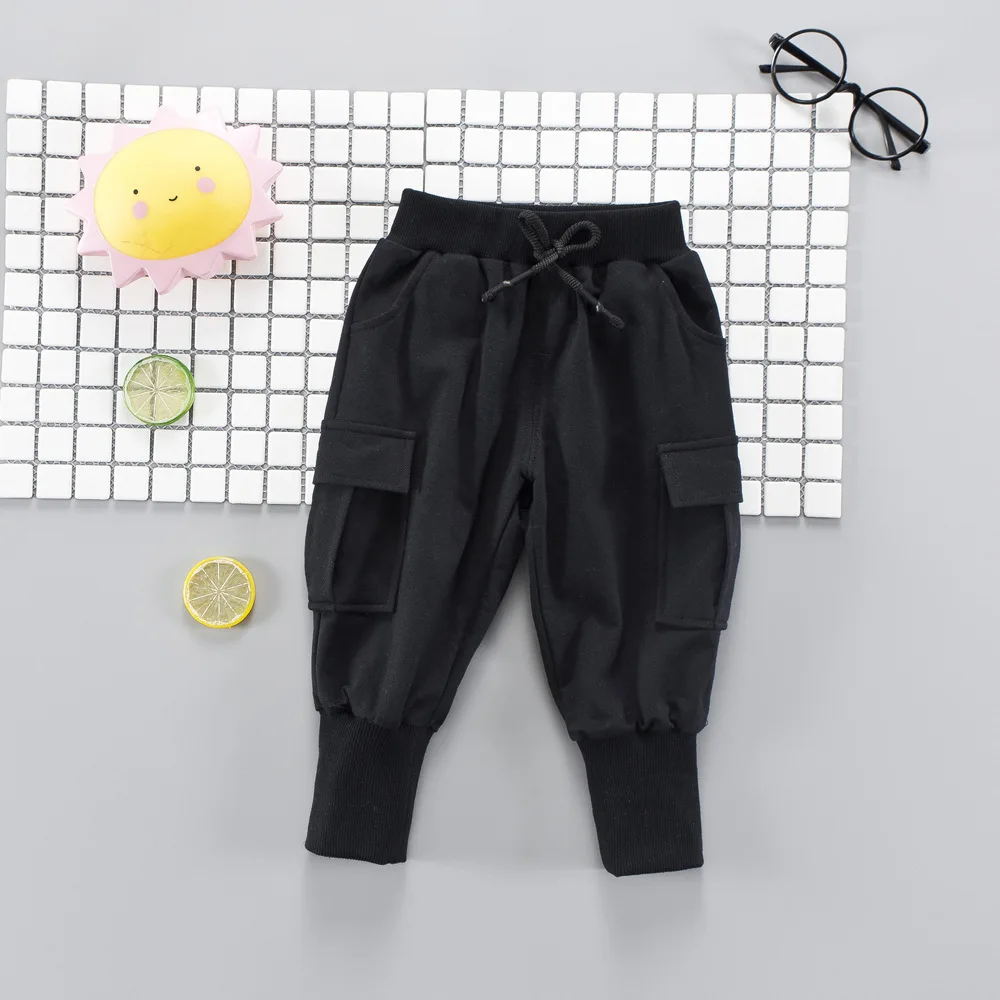 LOOZYKIT одежда для детей штаны для маленьких мальчиков и девочек новые осенние повседневные хлопковые брюки со шнуровкой и средней талией детская одежда