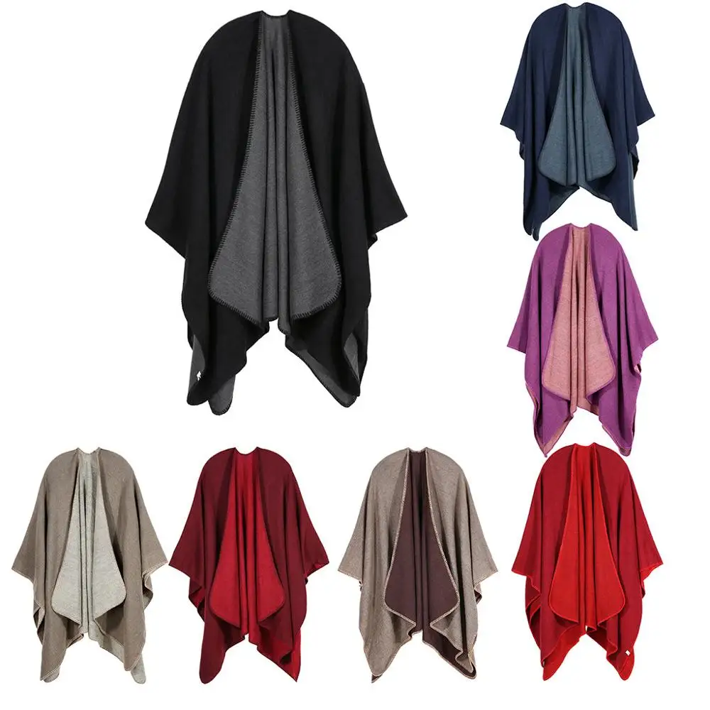 

Winter Cloak Women Soft Cashmere Solid Cardigan Capes Shawl Coat Ponchos Mujer Invierno Elegantes Cape Poncho Women