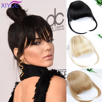 

XIYUE Clip In Hair Bangs Hairpiece Neat Front False Fringe Clip In Bangs Hairpiece With High Temperature Synthetic Hair