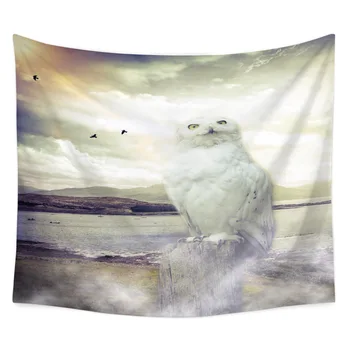 

Nordic Style Tapestry Owl Pattern Wall Hanging Living Room Decor Functional Square Large Size Blanket Picnic Cloth