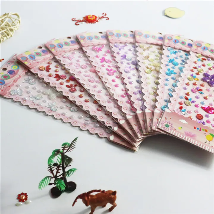 3  Colorful Rhinestones Starfish Flower Sticker Diy Jewelry Pineapple Lip Resin Diamond Sticker For Women Phone Nails Decor