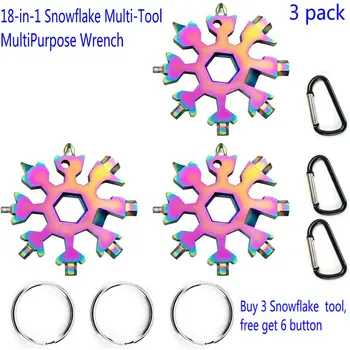 

3 Pack 18-in-1 Snowflake Multi Tool MultiPurpose Wrench EDC Keychain Spanner Tool Screwdriver Tactical Tool Outdoor Camping