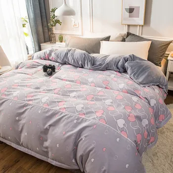 

Home Quilt Cover Winter Warm Duvet Cover Cotton and Crystal Velvet Comforter Case 2020 Luxury Bedding Set 220x240cm Double Queen