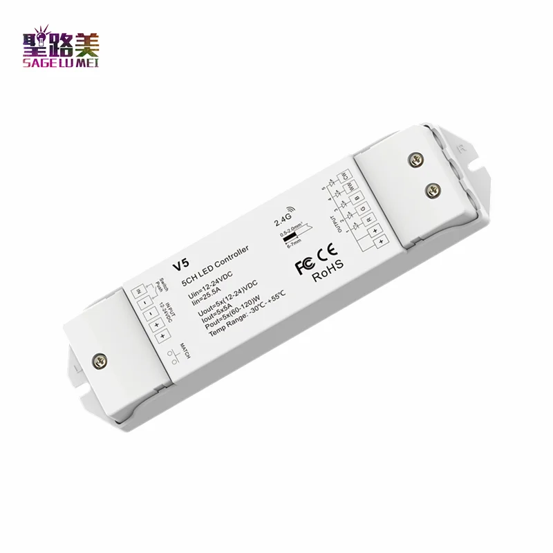 Контроллер Высокой Мощности V5 RGB + CCT 5 каналов * 5A 12 24 В постоянного тока CV