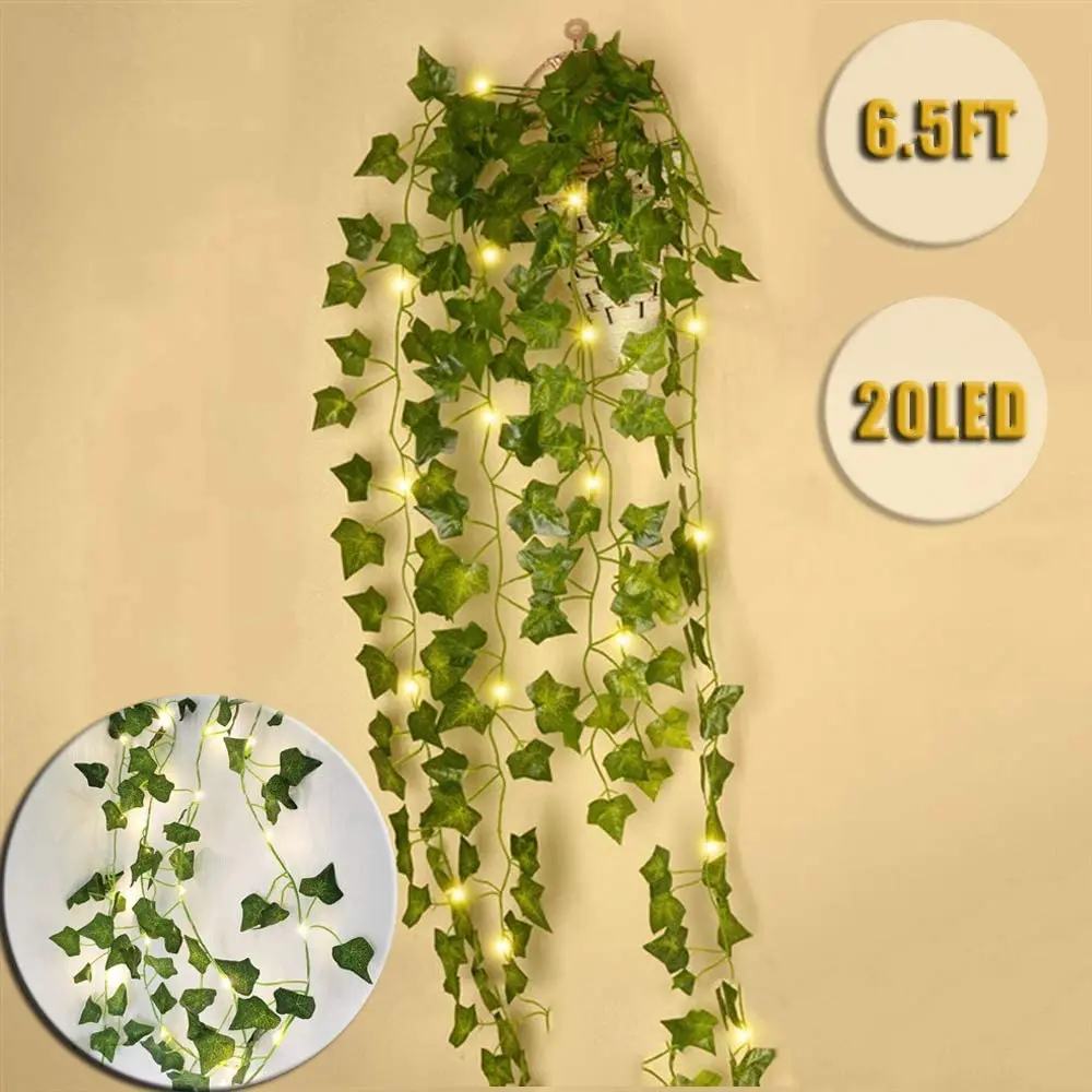 

20 LEDs String Light Green Leaf Vine For Home Wedding Decor Lamp DIY Hanging Fairy Light Home Bedroom Party Decor Lighting D30