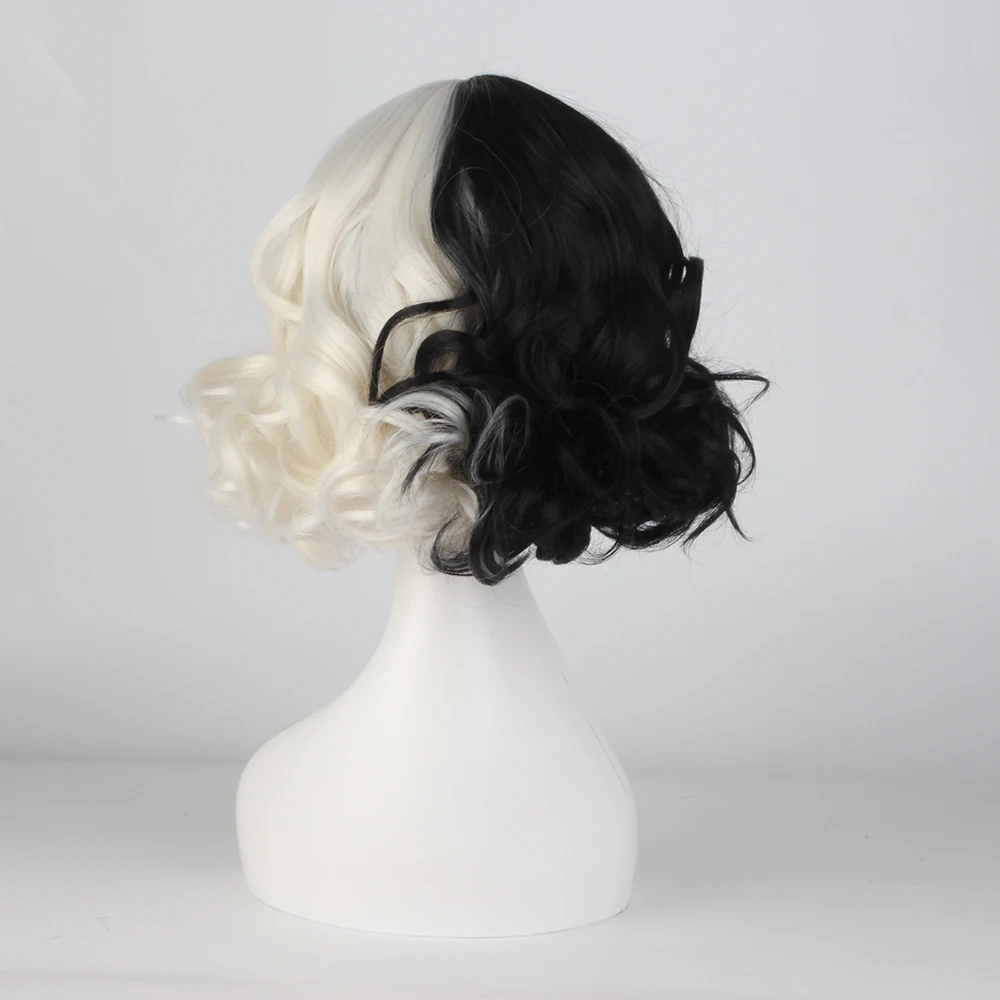YIMIANJUQUAN Movie Cruella Wig Half Black And White Wigs For Costume Cosplay Women Girls Short Curly Hair Cute Party Halloween -Zentai shop online H580d6fc5b6df46069a7e1b962ad90b34J.jpg