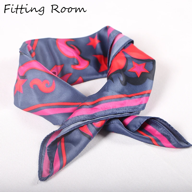 

2019 New Spring Women Silk scarf Hair Scarf Square Shawl And Wrap Lady Hair Neck Scarves Print Soft Office Bandana Foulard