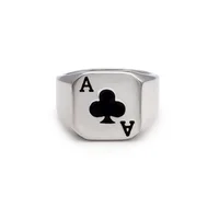 Punk Lucky Playing Card Club A Ring 316L Stainless Steel Men's Fashion Letter Poker Rings Jewelry 1