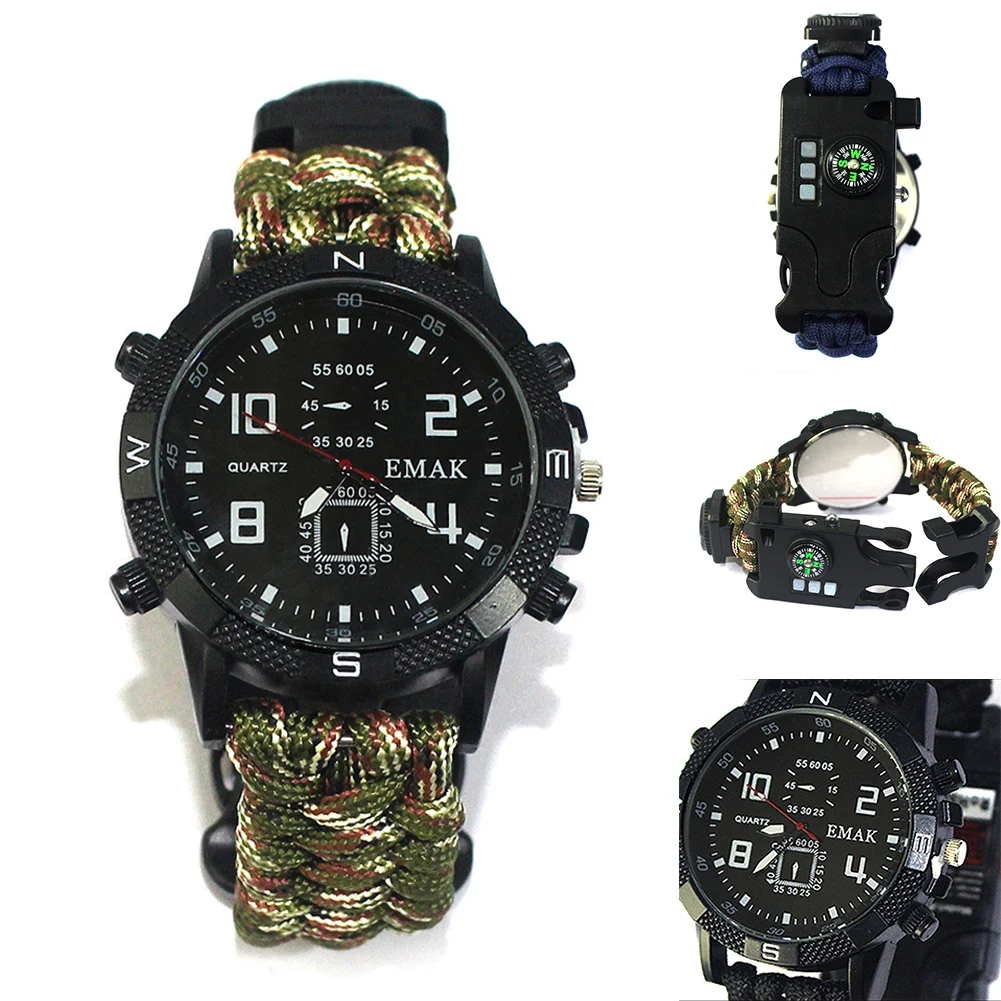 Sports Watches hot Fashion Men Sports Watches Outdoor Tactical Rope Multifunction Camping EDC Survival Bracelet Safety Equipment Tool Watch CompassOutdoor Tactical Rope Multifunction Camping EDC Survival Bracelet Safety Equipment Tools Watch coach men's watches