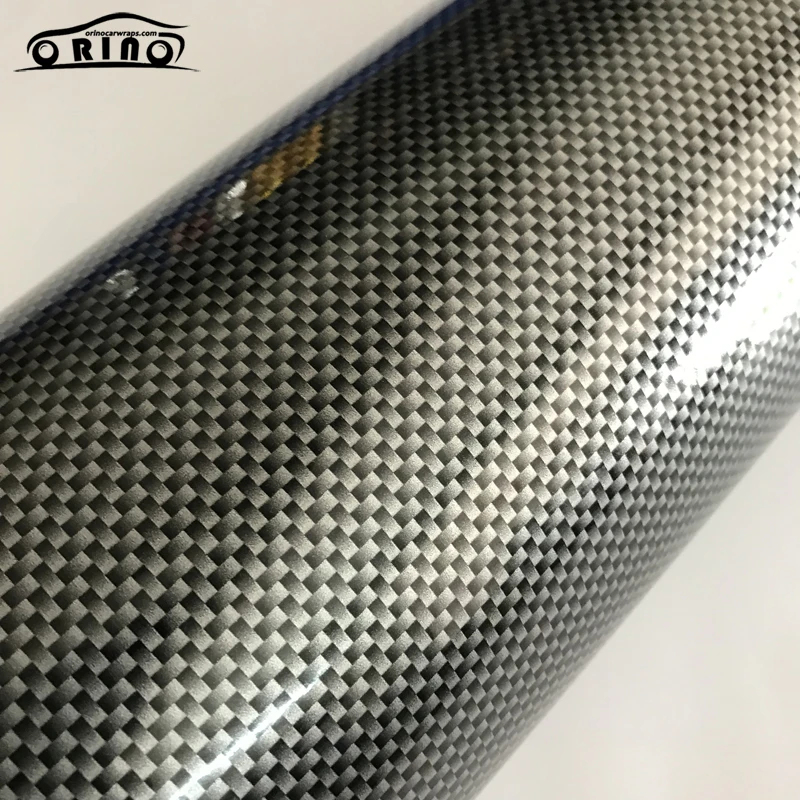 2D Square Silver Carbon Fiber Vinyl Film Wrap-5