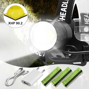 

LED Headlamp the most powerful XHP90.2 XHP50.2 Zoomable Headlight Waterproof Head Lamp 18650 Rechargeable USB Hunting Head Torch