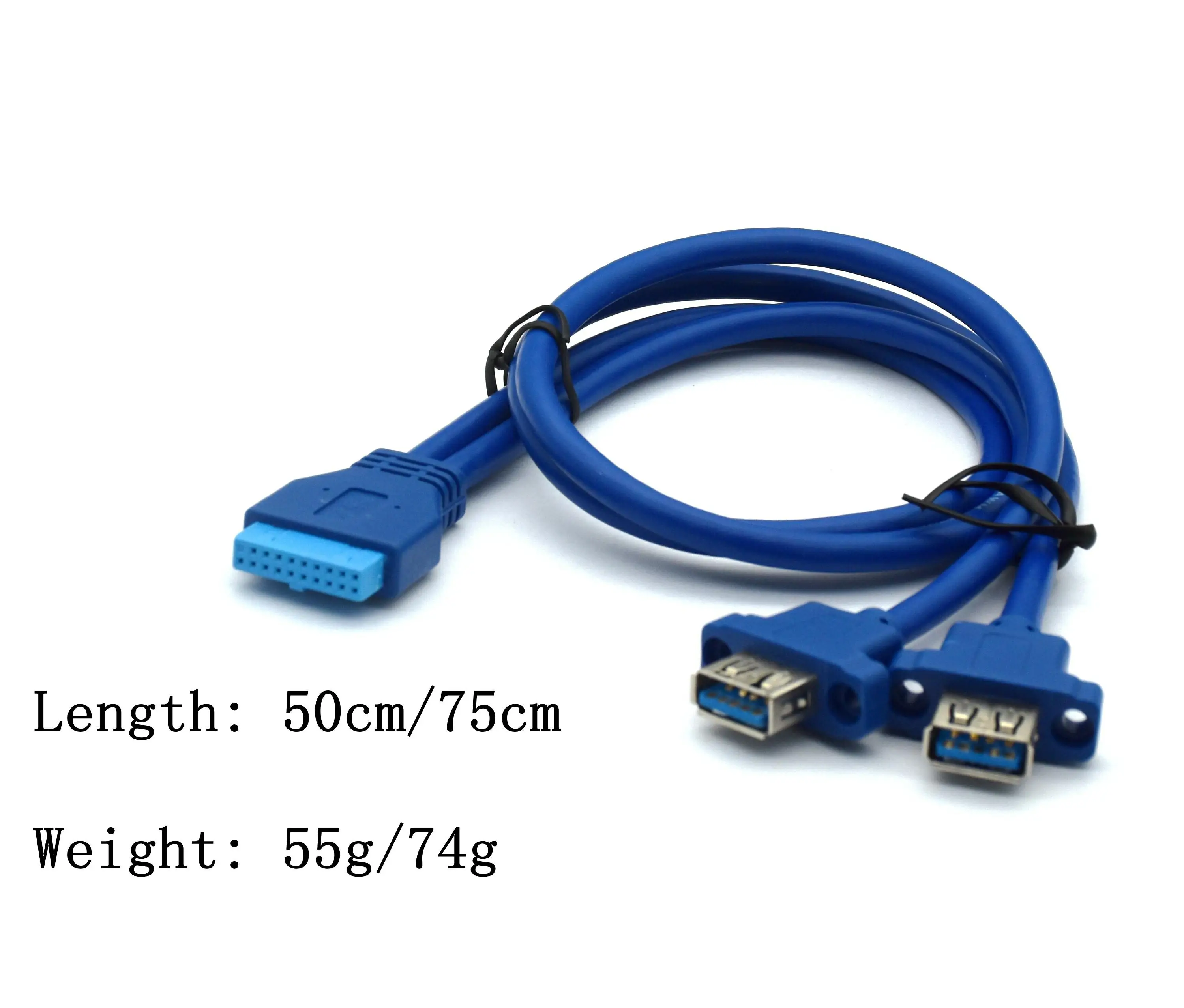 Painel Traseiro Fêmea Usb 3.0 para Placa-mãe Conector do Cabeçalho Adaptador de Cabo com Parafusos 20pin 50cm Portas - Imagem 3