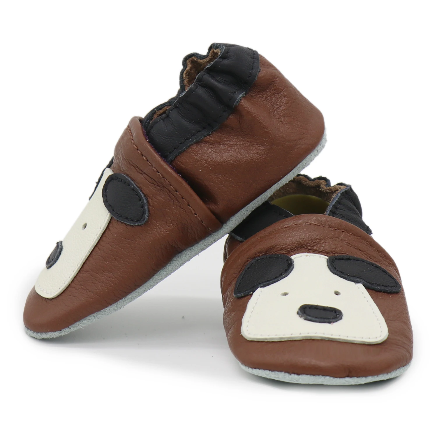 Shoeszoo/детская обувь из мягкой натуральной кожи для новорожденных мальчиков и девочек; нескользящая обувь для малышей от 0 до 24 месяцев - Цвет: little puppy brown