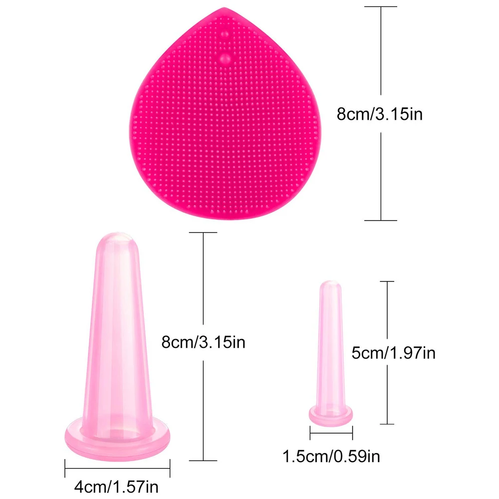 Cupping Facial Set Face Eye Cupping Massage Silicone Cups Exfoliating Brush Face Neck Skin 7Pcs